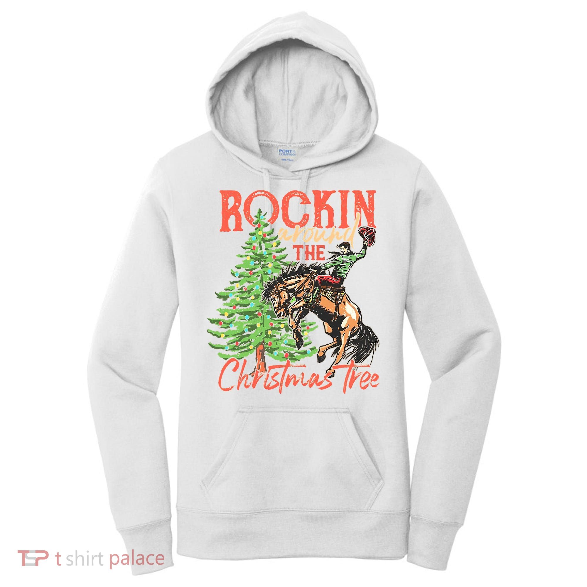 Rocking Around The Christmas Tree Christmas Cow Horse Women's Hoodie
