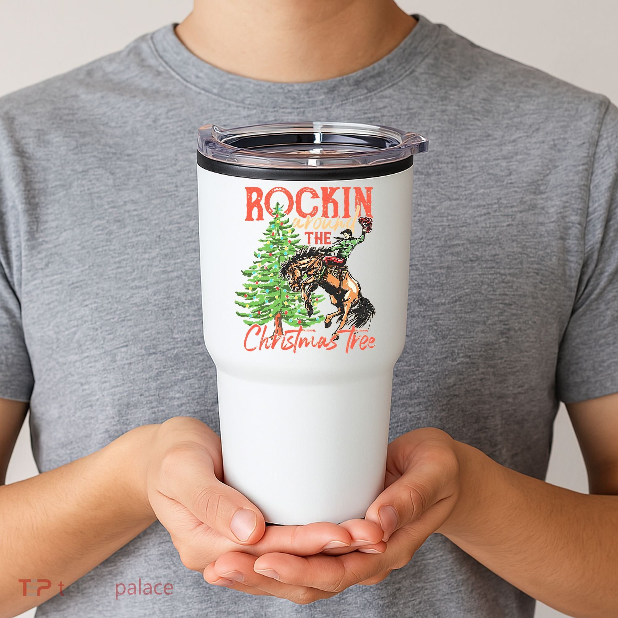 Rocking Around The Christmas Tree Christmas Cow Horse Tumbler