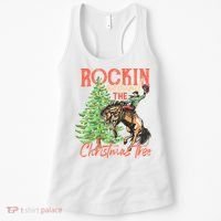 Rocking Around The Christmas Tree Christmas Cow Horse Women's Tank Top thumb 0