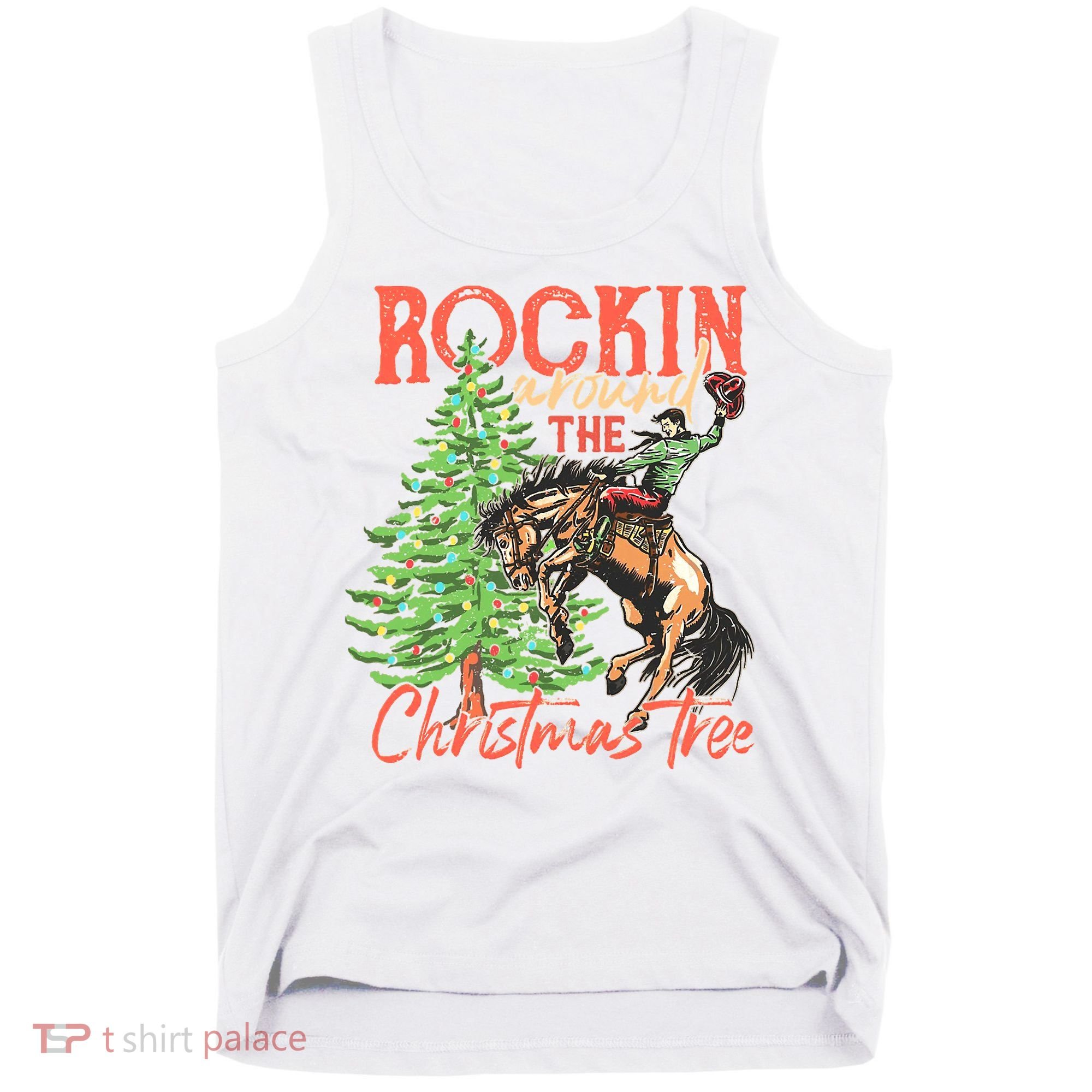 Rocking Around The Christmas Tree Christmas Cow Horse Tank Top