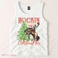 Rocking Around The Christmas Tree Christmas Cow Horse Tank Top thumb 2