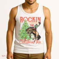 Rocking Around The Christmas Tree Christmas Cow Horse Tank Top thumb 3