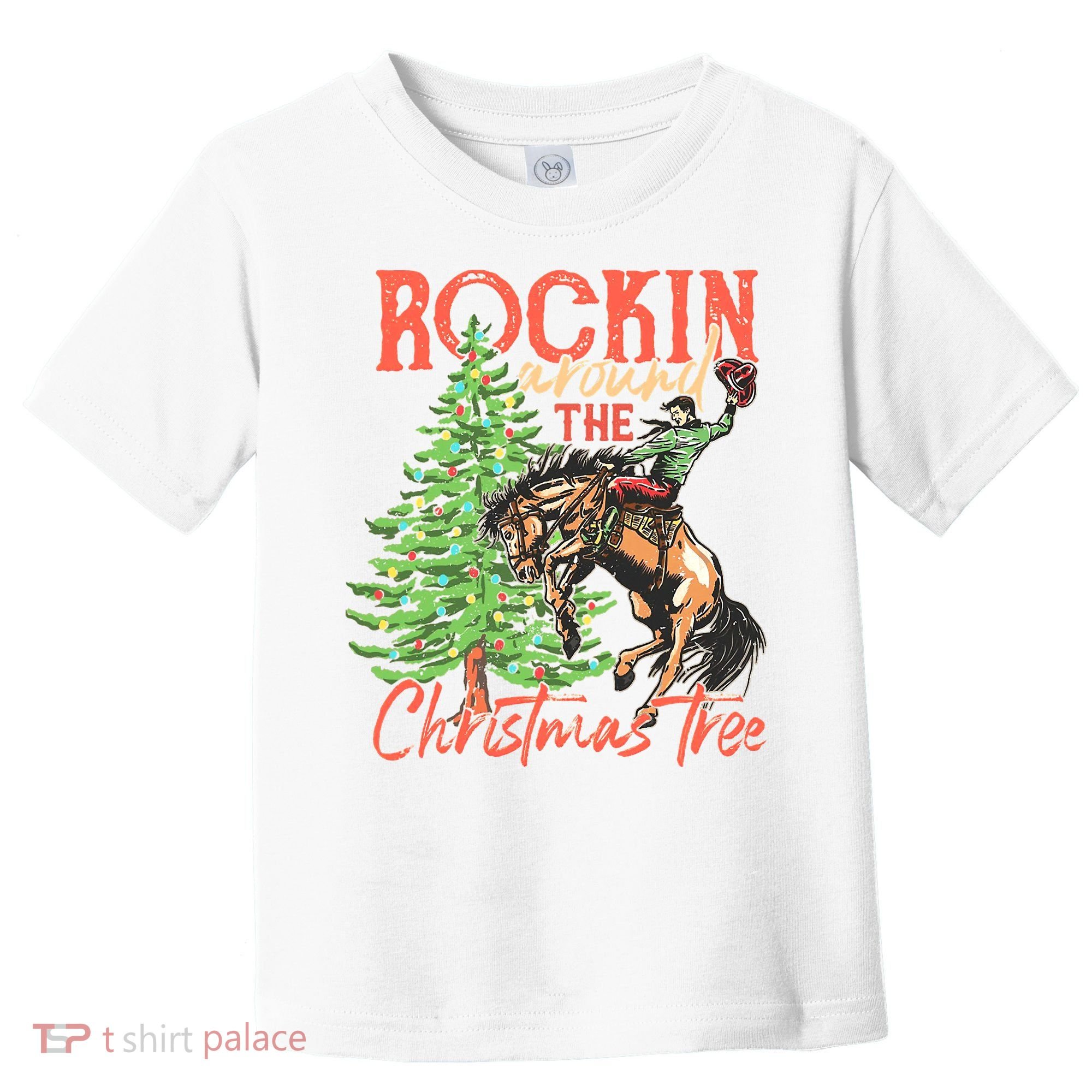 Rocking Around The Christmas Tree Christmas Cow Horse Toddler T-Shirt