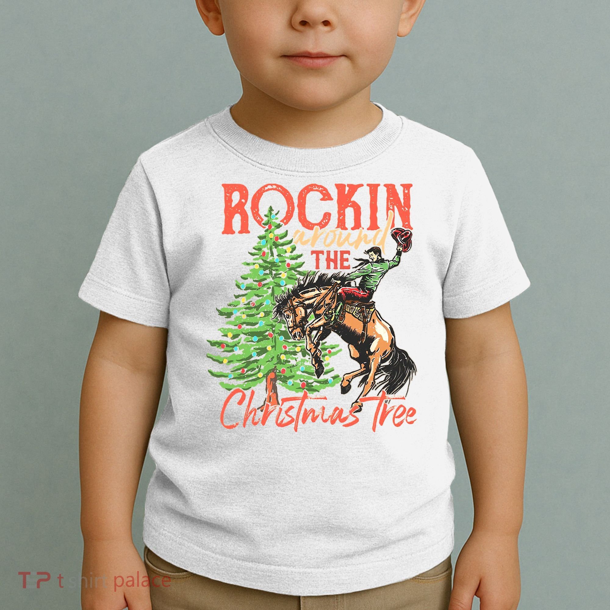 Rocking Around The Christmas Tree Christmas Cow Horse Toddler T-Shirt