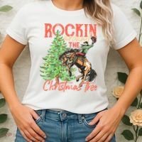 Rocking Around The Christmas Tree Christmas Cow Horse Women's T-Shirt thumb 2
