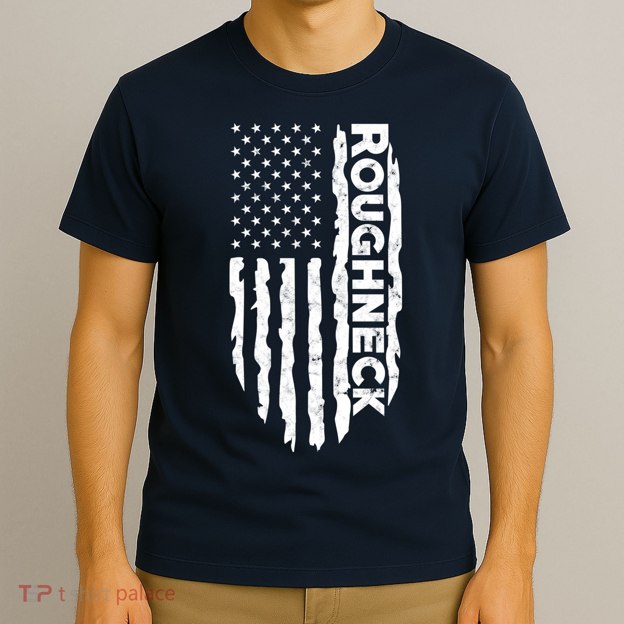 Roughneck - American US Flag Oilfield Patriot T-Shirt