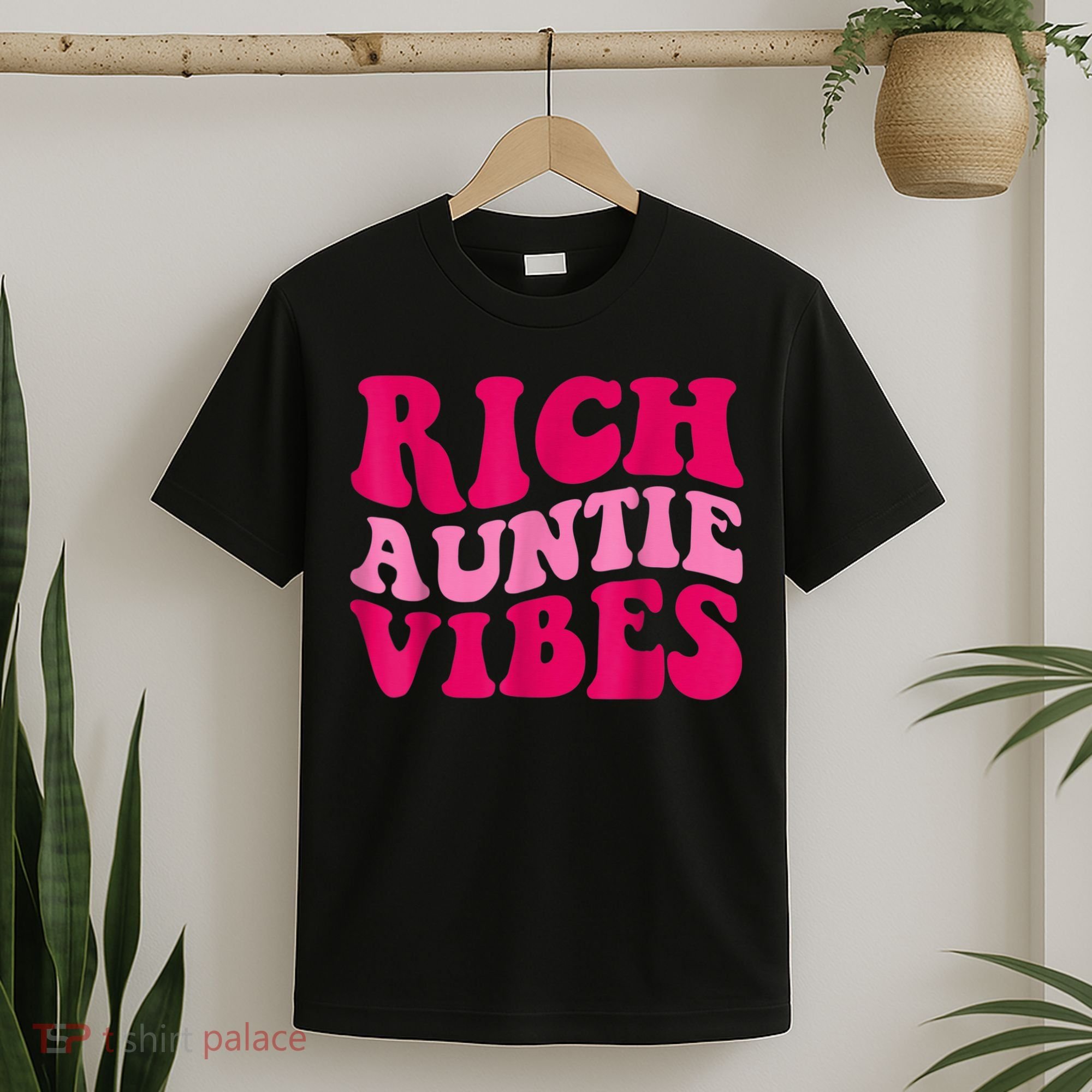 Rich Auntie Vibes Funny Aunt Saying Groovy Apparel T-Shirt