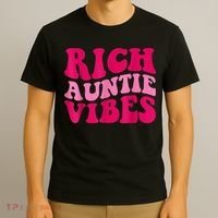 Rich Auntie Vibes Funny Aunt Saying Groovy Apparel T-Shirt thumb 3