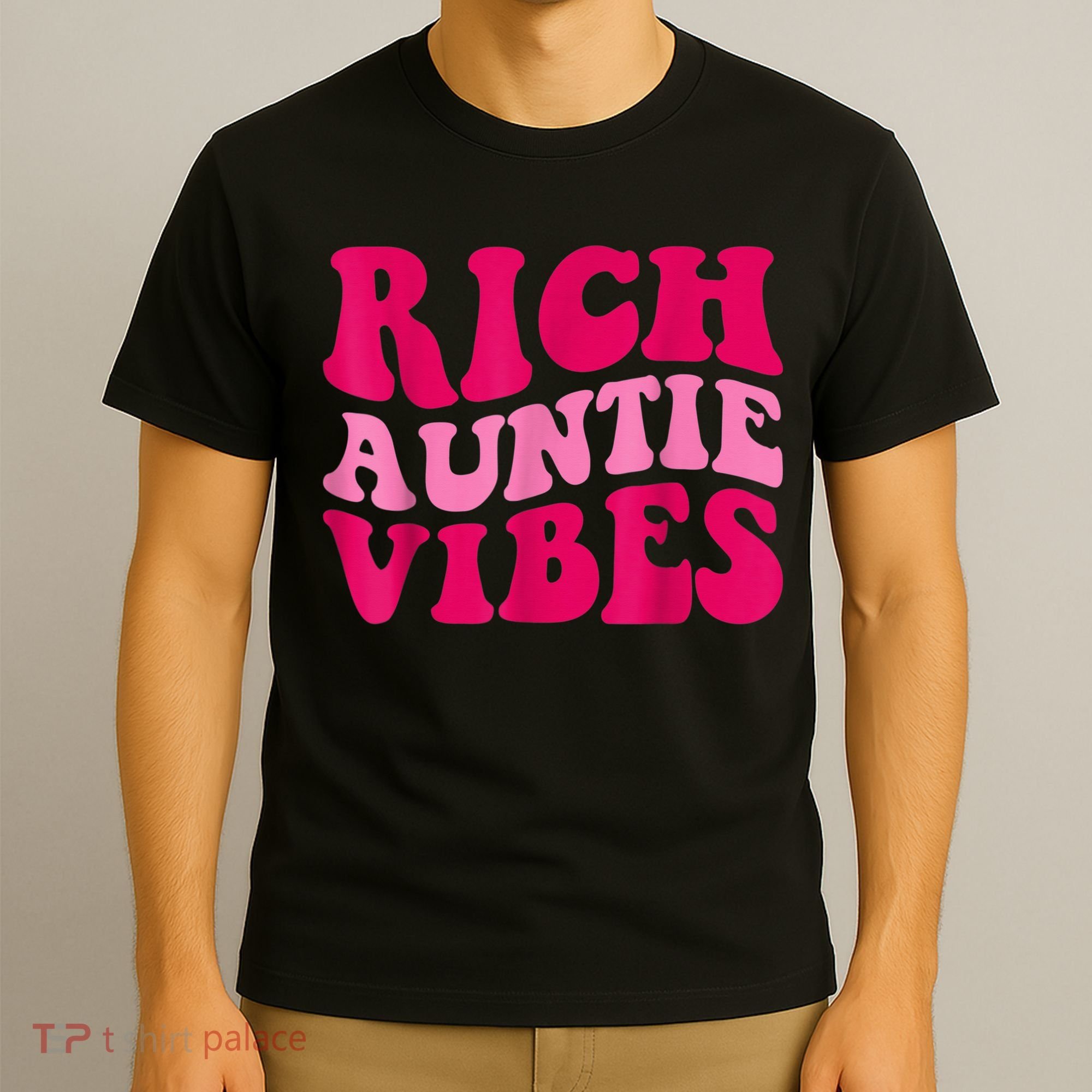 Rich Auntie Vibes Funny Aunt Saying Groovy Apparel T-Shirt