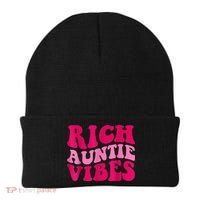 Rich Auntie Vibes Funny Aunt Saying Groovy Apparel Beanie thumb 0
