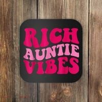 Rich Auntie Vibes Funny Aunt Saying Groovy Apparel Coaster thumb 0
