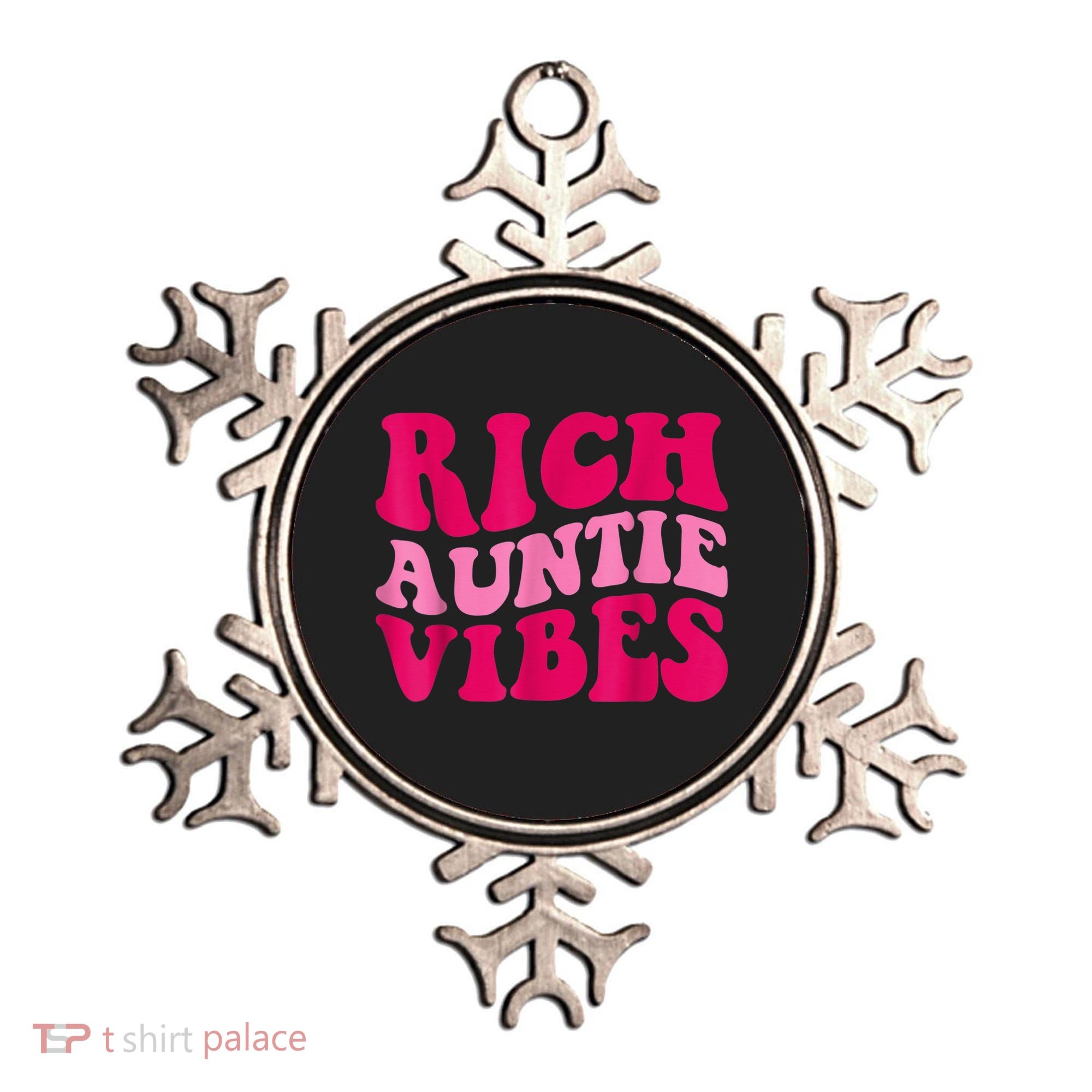 Rich Auntie Vibes Funny Aunt Saying Groovy Apparel Ornament