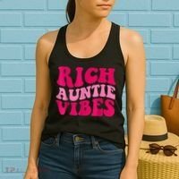 Rich Auntie Vibes Funny Aunt Saying Groovy Apparel Women's Tank Top thumb 2