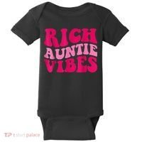 Rich Auntie Vibes Funny Aunt Saying Groovy Apparel Baby Bodysuit thumb 0