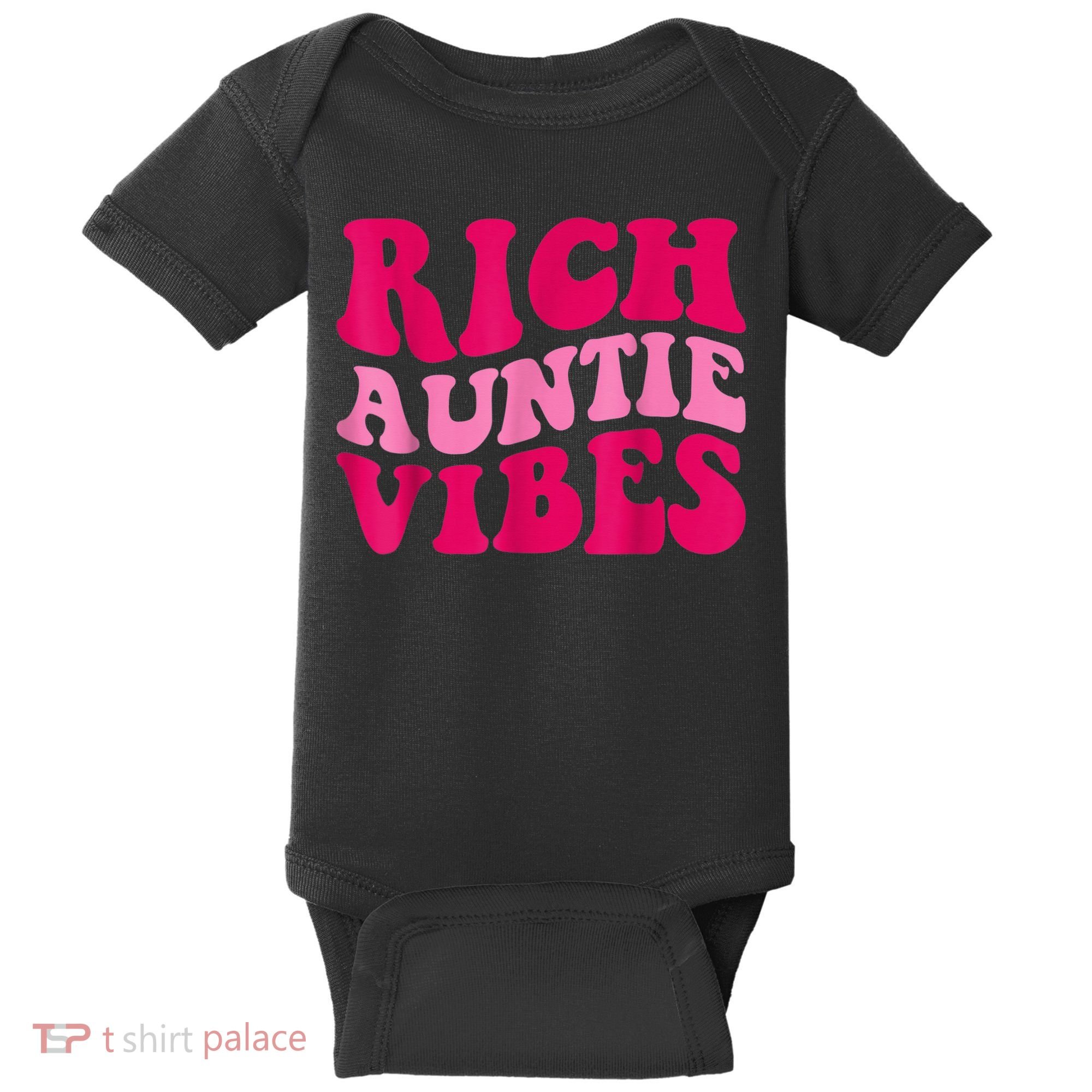 Rich Auntie Vibes Funny Aunt Saying Groovy Apparel Baby Bodysuit