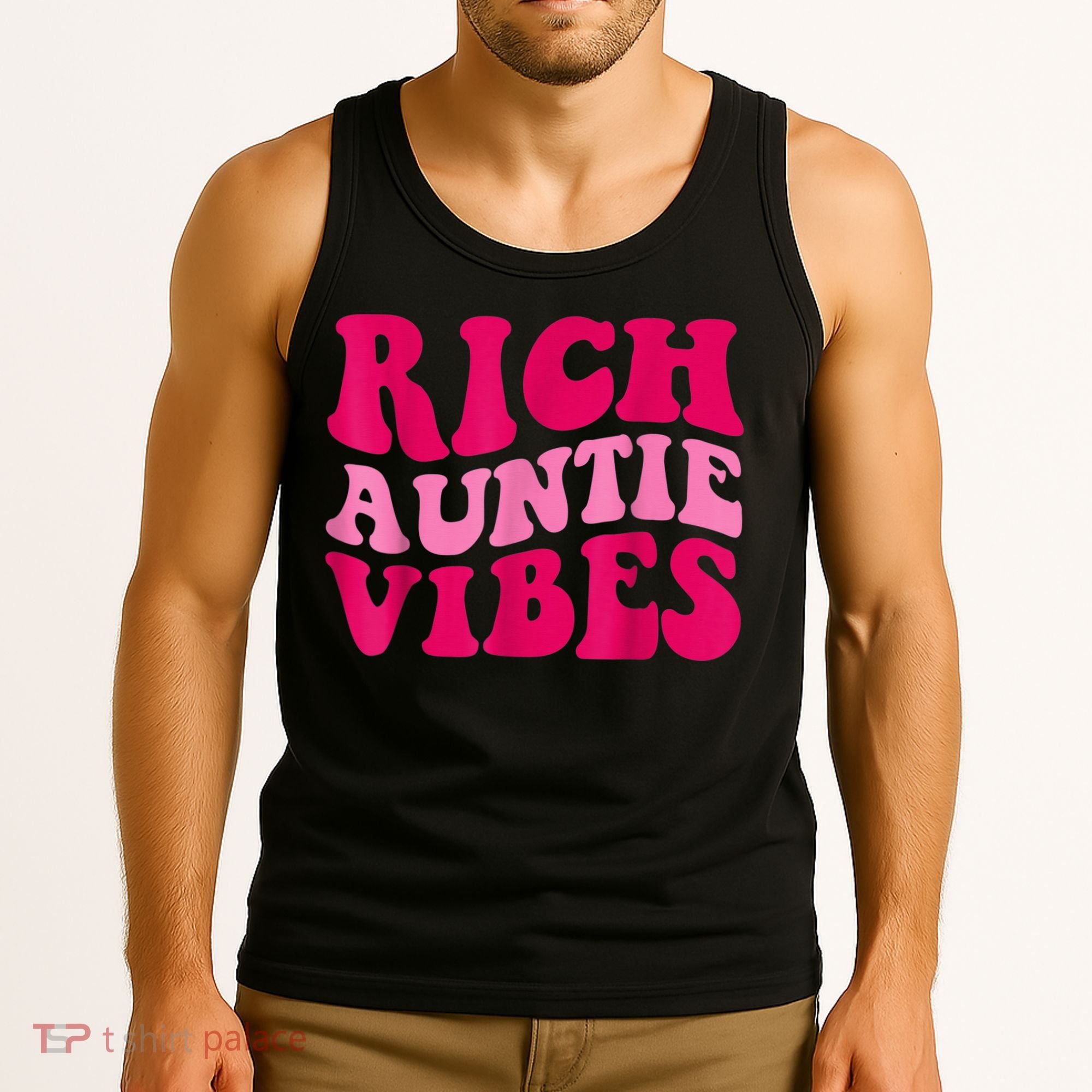 Rich Auntie Vibes Funny Aunt Saying Groovy Apparel Tank Top