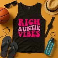 Rich Auntie Vibes Funny Aunt Saying Groovy Apparel Tank Top thumb 4