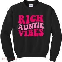 Rich Auntie Vibes Funny Aunt Saying Groovy Apparel Kids Sweatshirt thumb 0