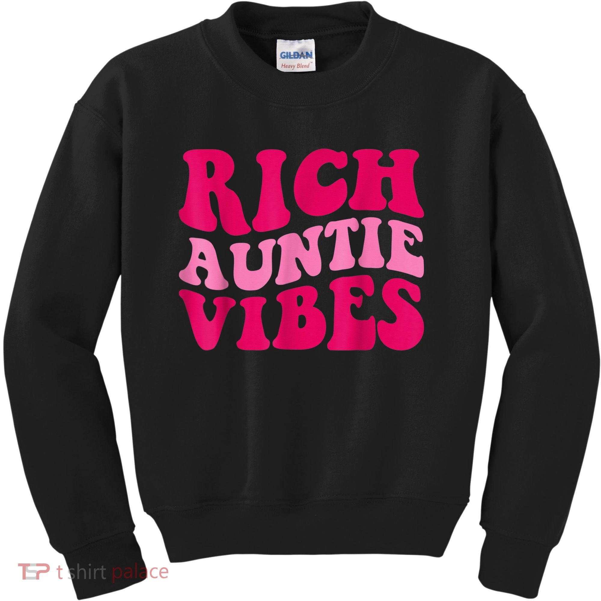 Rich Auntie Vibes Funny Aunt Saying Groovy Apparel Kids Sweatshirt