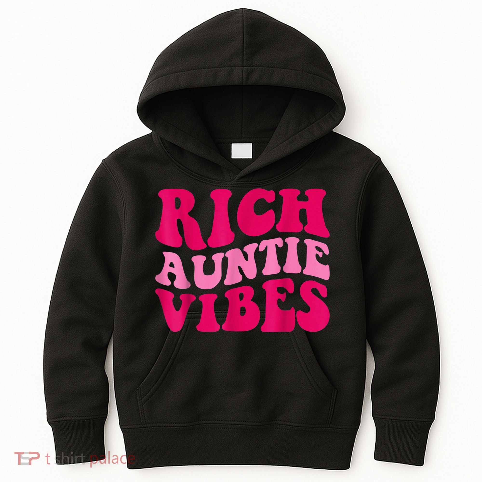 Rich Auntie Vibes Funny Aunt Saying Groovy Apparel Kids Hoodie