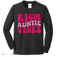Rich Auntie Vibes Funny Aunt Saying Groovy Apparel Kids Long Sleeve Shirt thumb 0