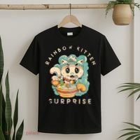 Retro Animals Vintage Cats Rainbow Kitten Surprise Cute Eat T-Shirt thumb 2