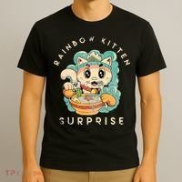 Retro Animals Vintage Cats Rainbow Kitten Surprise Cute Eat T-Shirt thumb 3