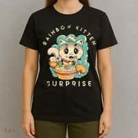 Retro Animals Vintage Cats Rainbow Kitten Surprise Cute Eat T-Shirt thumb 4