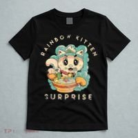 Retro Animals Vintage Cats Rainbow Kitten Surprise Cute Eat T-Shirt thumb 5