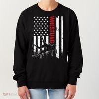 Retro American Wrestling Apparel US Flag Wrestling Women's Sweatshirt thumb 0