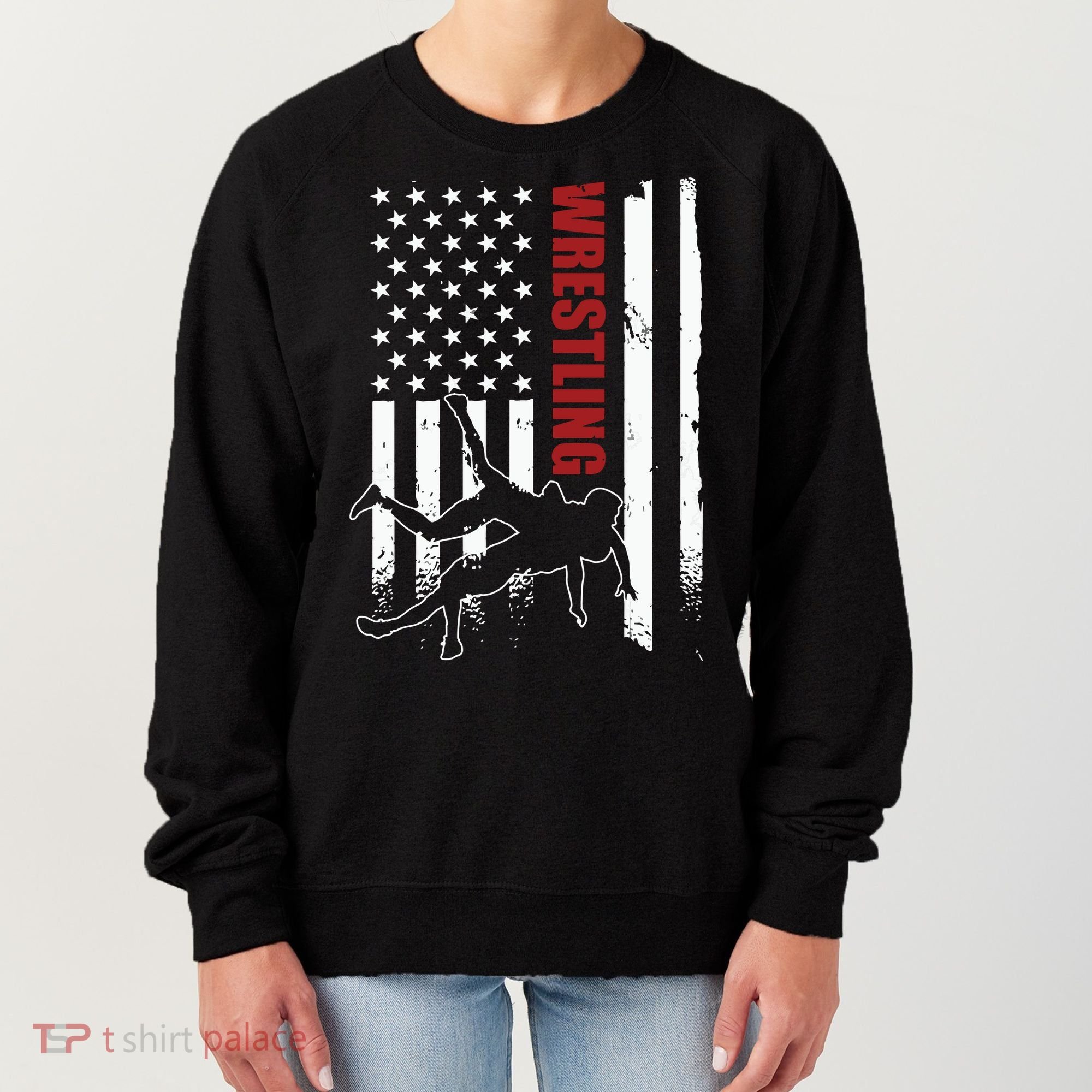 Retro American Wrestling Apparel US Flag Wrestling Women's Sweatshirt