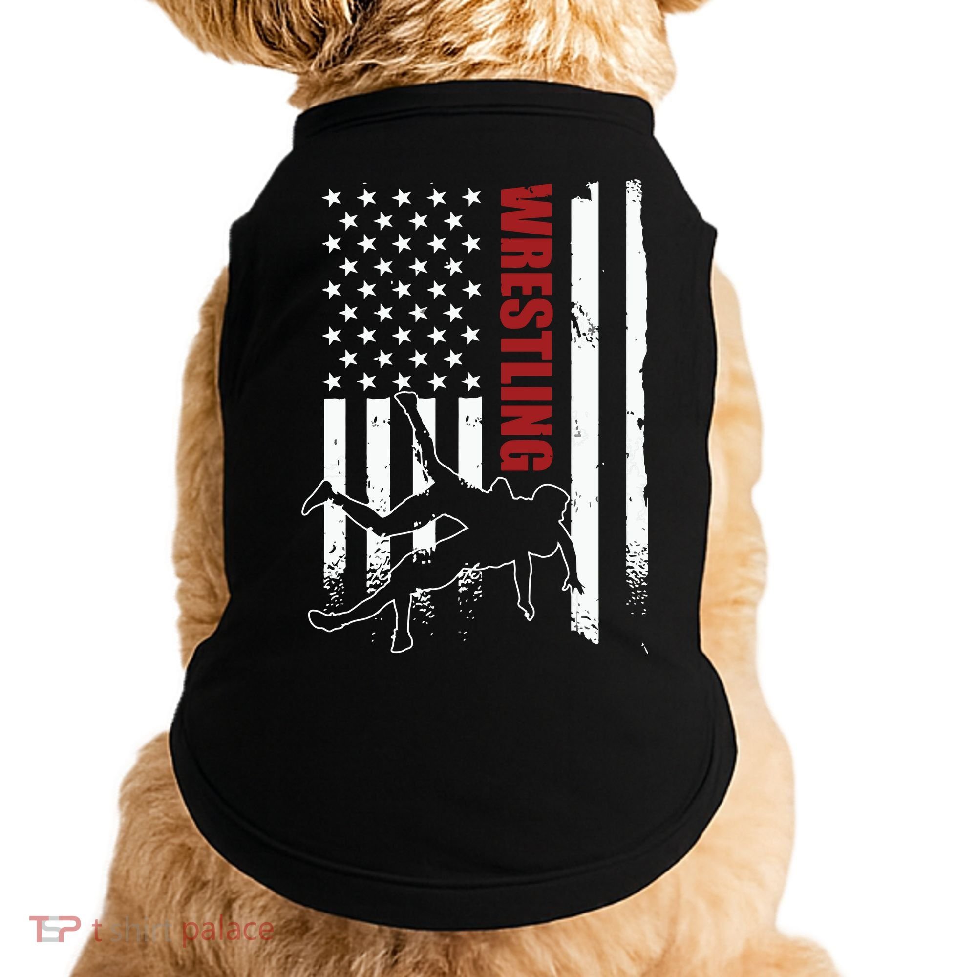 Retro American Wrestling Apparel US Flag Wrestling Doggie Tank