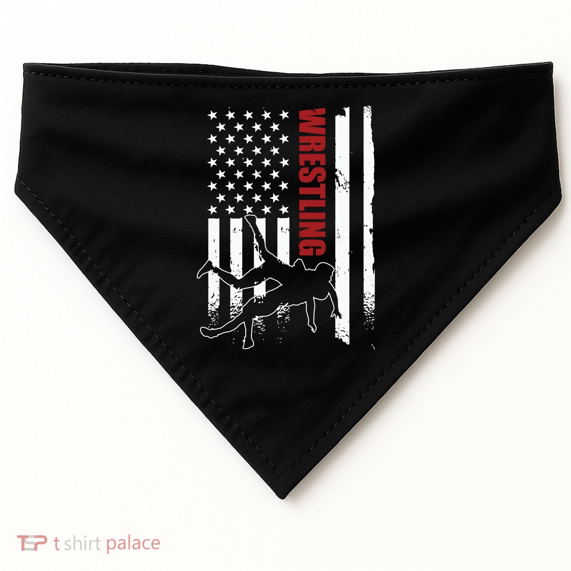 Retro American Wrestling Apparel US Flag Wrestling USA-Made Doggie Bandana