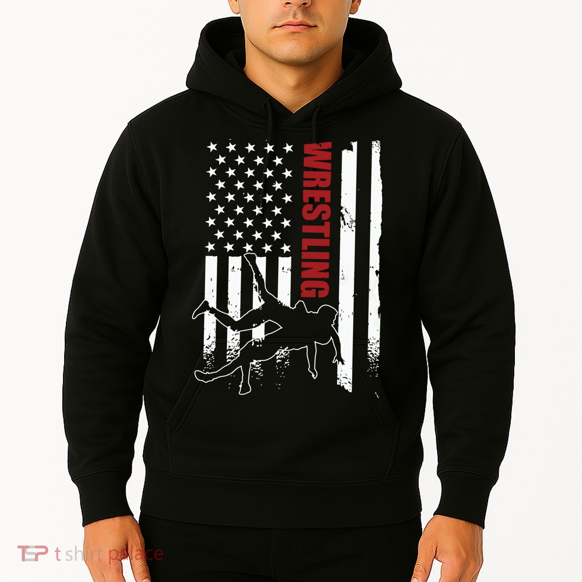 Retro American Wrestling Apparel US Flag Wrestling Hoodie