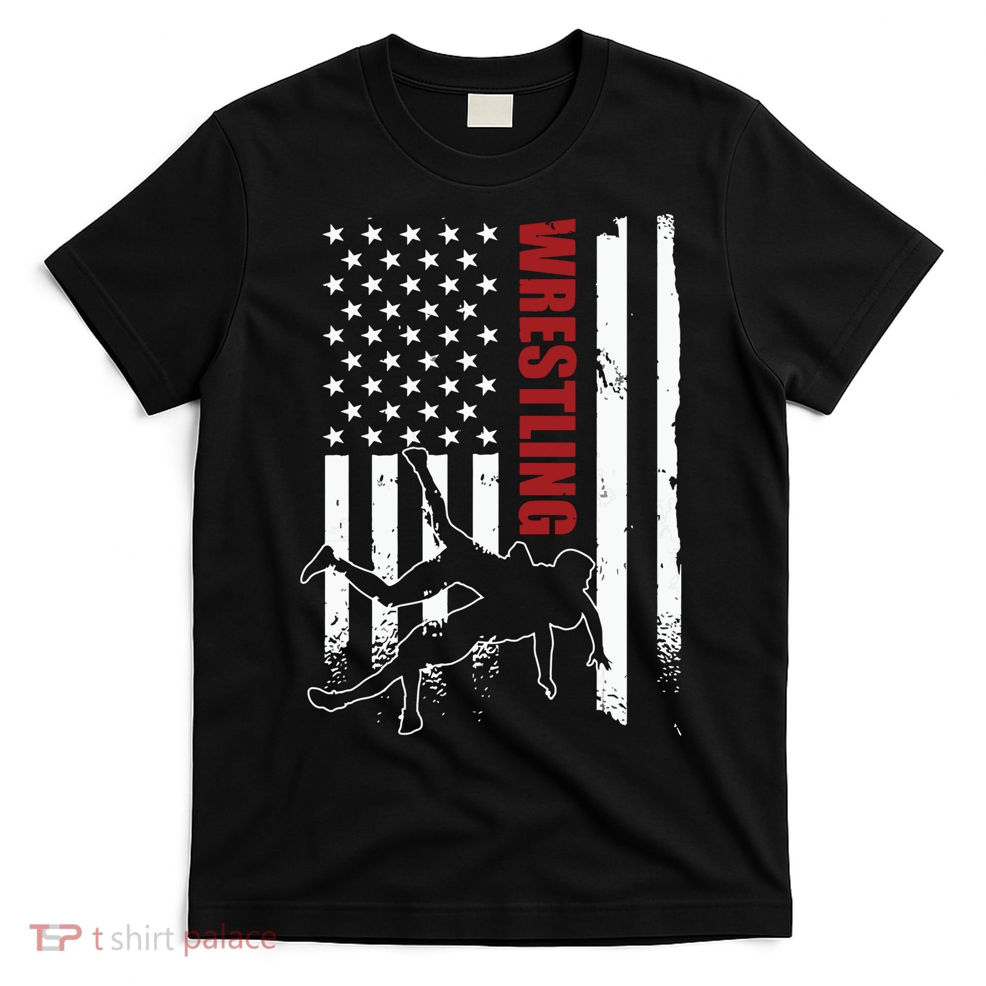 Retro American Wrestling Apparel US Flag Wrestling T-Shirt