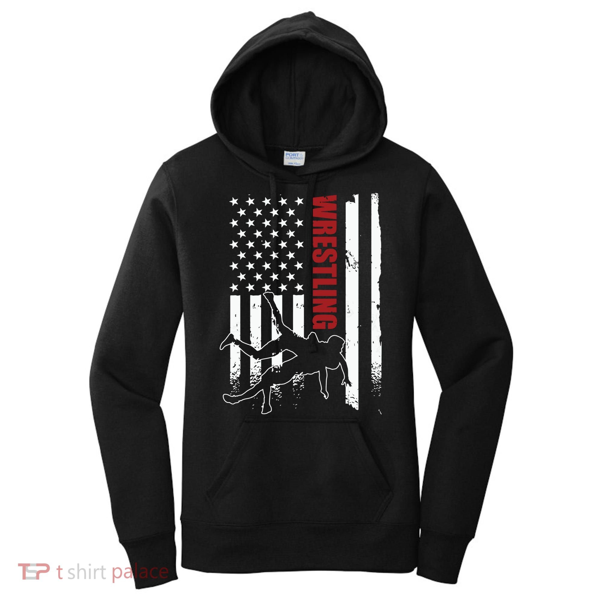 Retro American Wrestling Apparel US Flag Wrestling Women's Hoodie