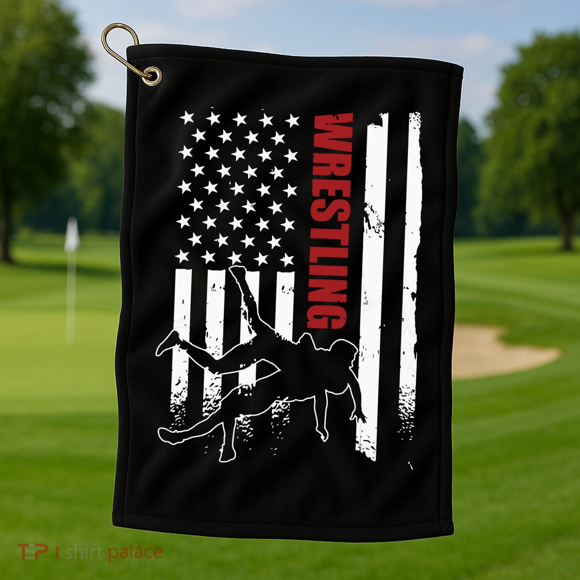 Retro American Wrestling Apparel US Flag Wrestling Golf Towel
