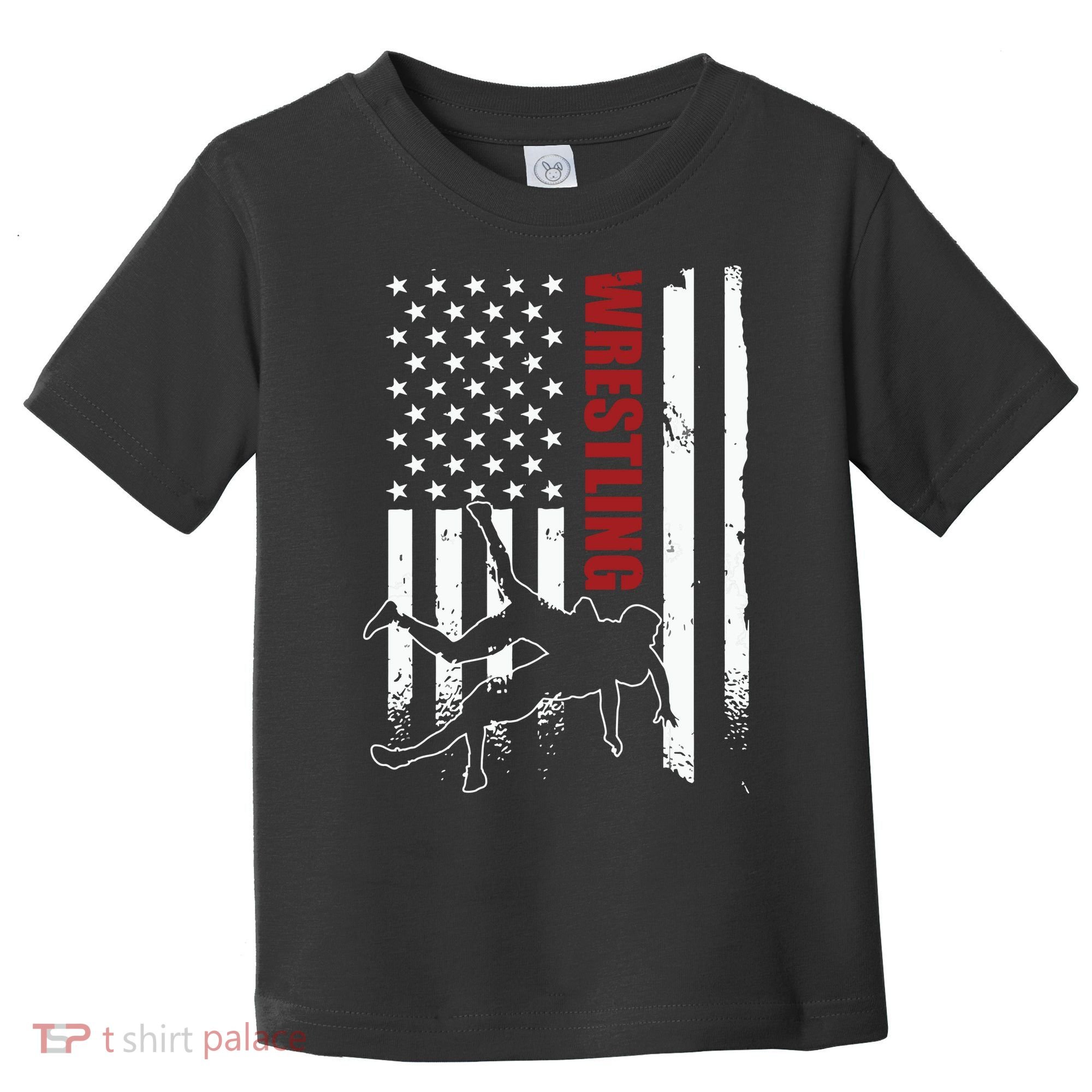 Retro American Wrestling Apparel US Flag Wrestling Toddler T-Shirt