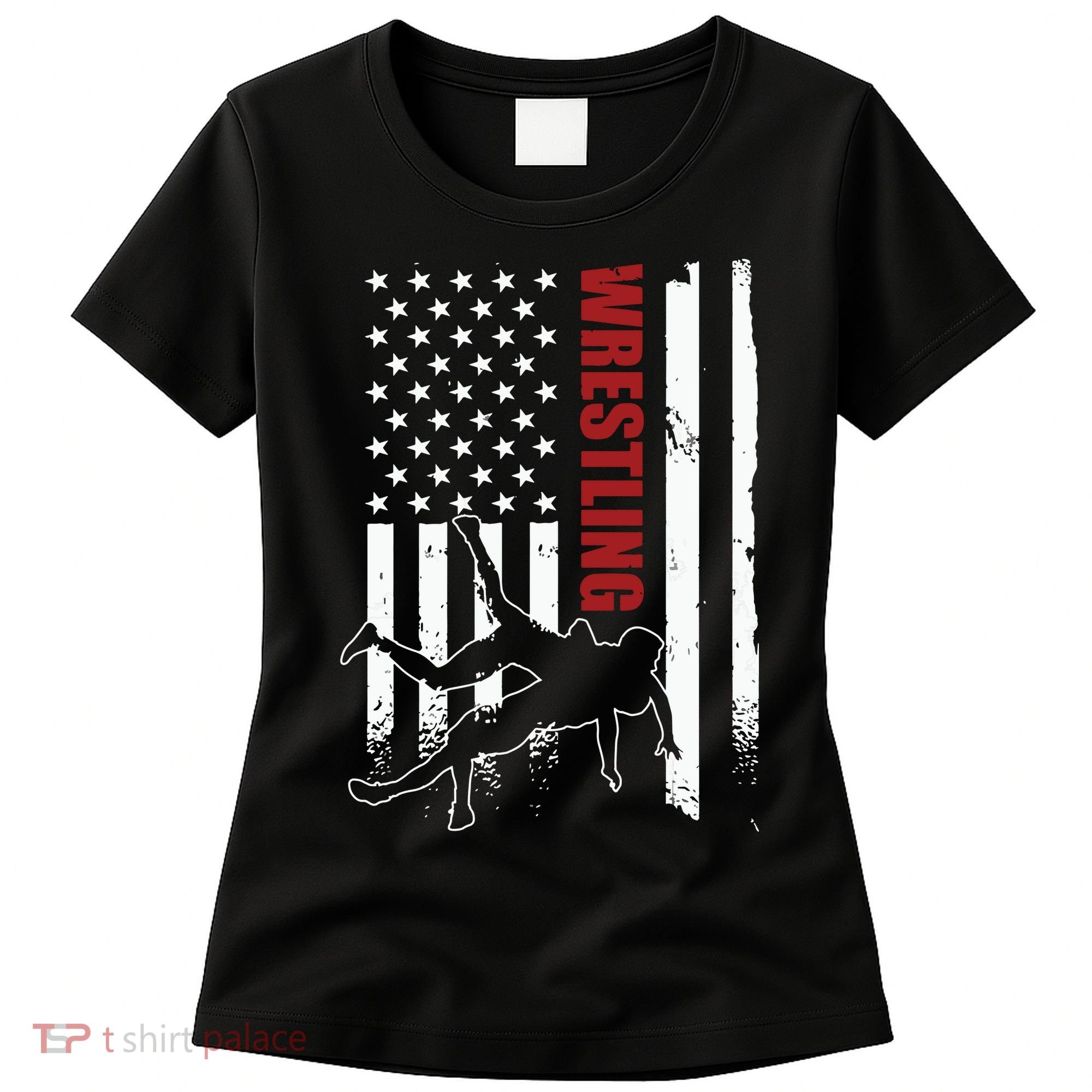 Retro American Wrestling Apparel US Flag Wrestling Women's T-Shirt