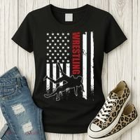 Retro American Wrestling Apparel US Flag Wrestling Women's T-Shirt thumb 3