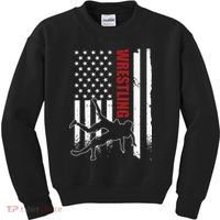 Retro American Wrestling Apparel US Flag Wrestling Kids Sweatshirt thumb 0