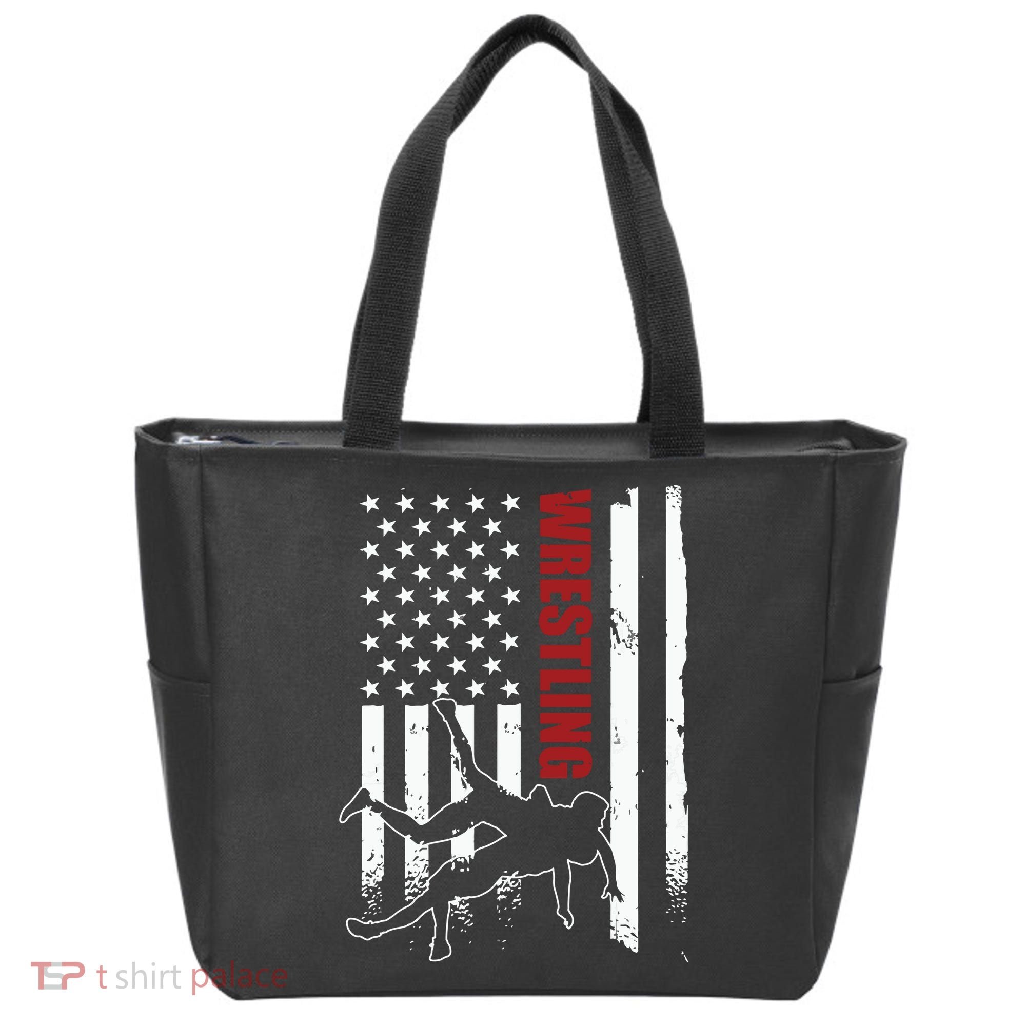 Retro American Wrestling Apparel US Flag Wrestling Tote Bag