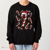 Red And White Candy Cane Santa Christmas Funny Xmas Lights Funny Gift Women's Sweatshirt thumb 0