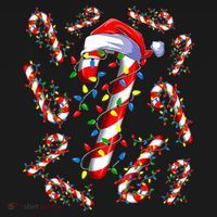 Red And White Candy Cane Santa Christmas Funny Xmas Lights Funny Gift Women's Hoodie thumb 2