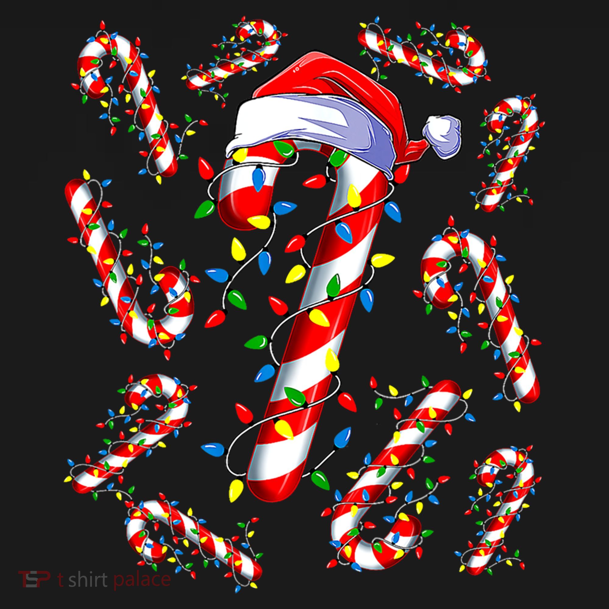 Red And White Candy Cane Santa Christmas Funny Xmas Lights Funny Gift Women's Hoodie