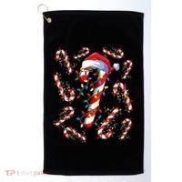 Red And White Candy Cane Santa Christmas Funny Xmas Lights Funny Gift Golf Towel thumb 0