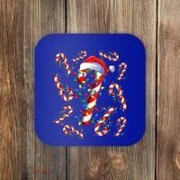 Red And White Candy Cane Santa Christmas Funny Xmas Lights Funny Gift Coaster thumb 0