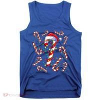 Red And White Candy Cane Santa Christmas Funny Xmas Lights Funny Gift Tank Top thumb 0