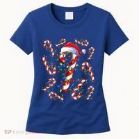 Red And White Candy Cane Santa Christmas Funny Xmas Lights Funny Gift Women's T-Shirt thumb 0