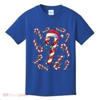 Red And White Candy Cane Santa Christmas Funny Xmas Lights Funny Gift Kids T-Shirt thumb 0